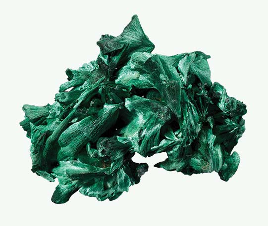 three-dimensional group of malachite ‘fans’ malachite